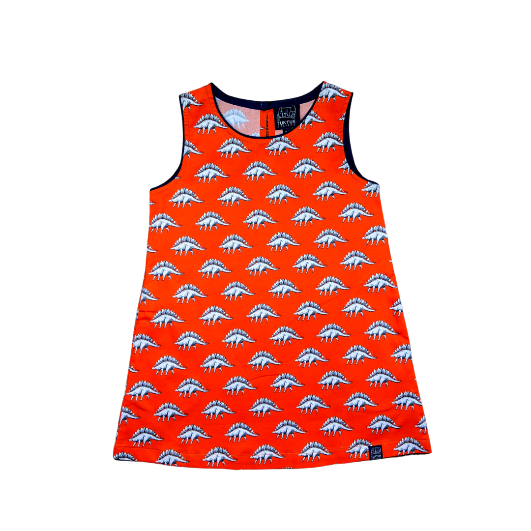 Dinos In Tangerine Shift Dress