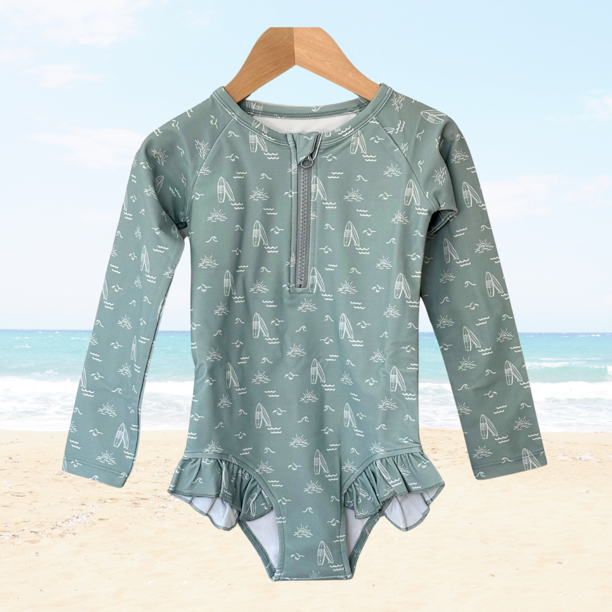 Sage Surfer Long Sleeve Swimsuit