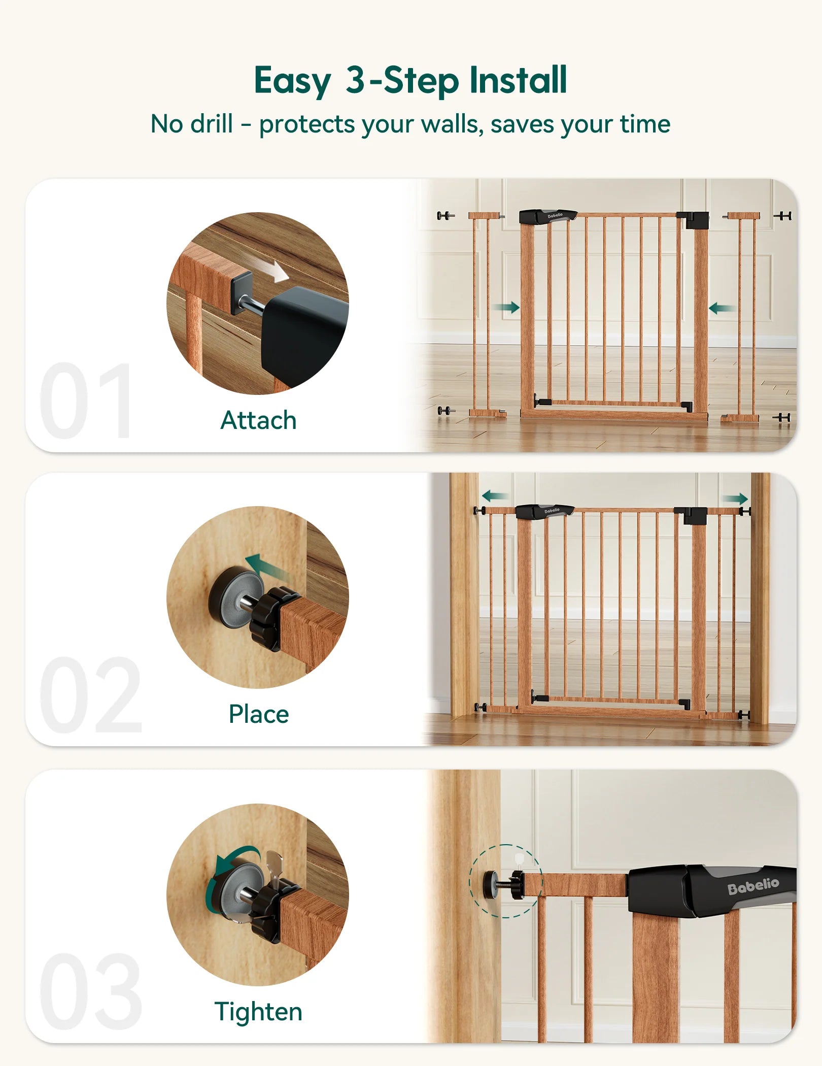 Pressguard P7 | Expandable Baby Gate Pressure Mounted Fits Standard To Wide