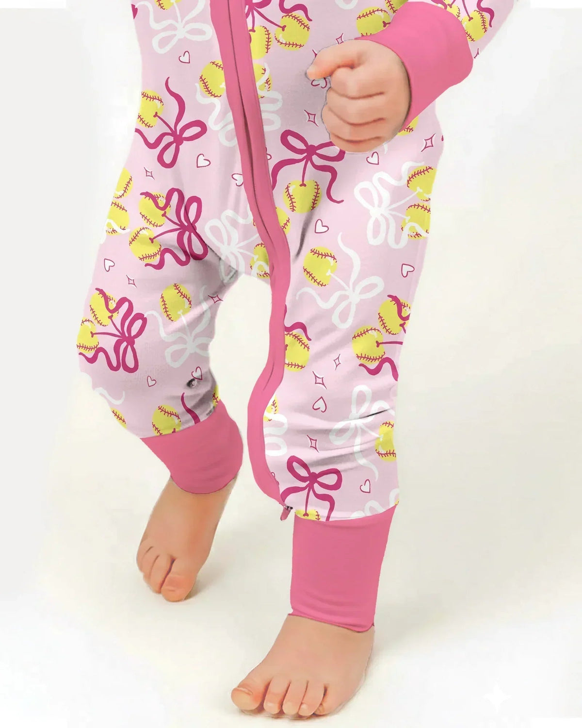Softball Cherry Mom And Girl Matching Bamboo Convertible Zippy