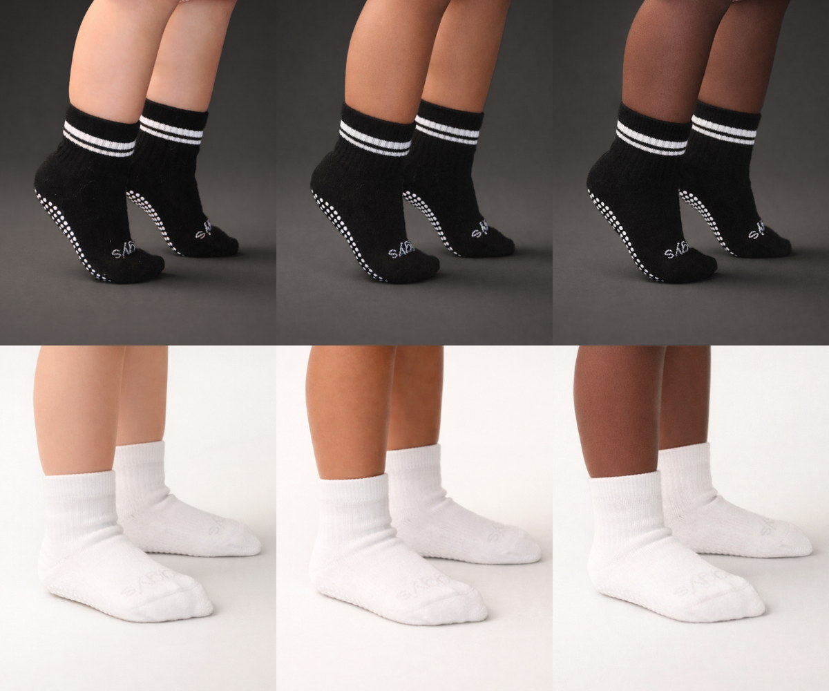 Toddler Gripper Crew Socks 4-pack (12-24 Months) - Onyx
