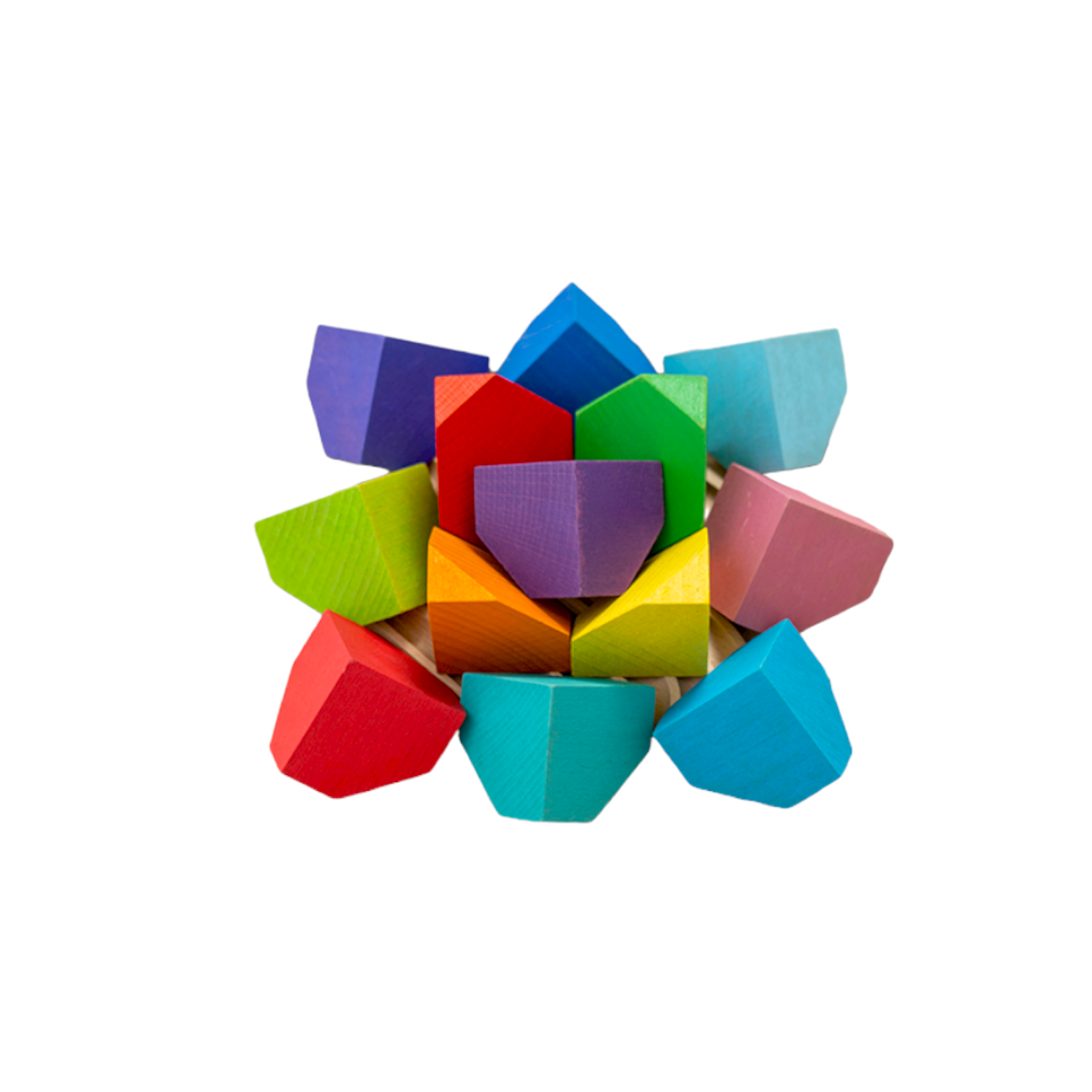 18 Pcs Wooden Cornerstone Building Blocks Set In Primary Rainbow Colors