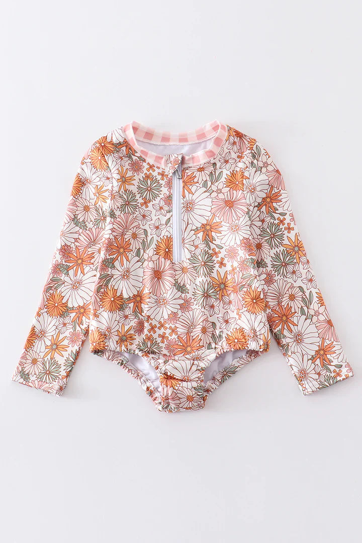 Floral Rash Guard Swimsuit