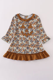 Halloween Camouflage Applique Ruffle Dress