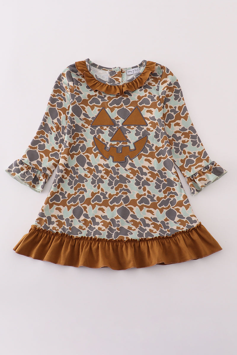 Halloween Camouflage Applique Ruffle Dress