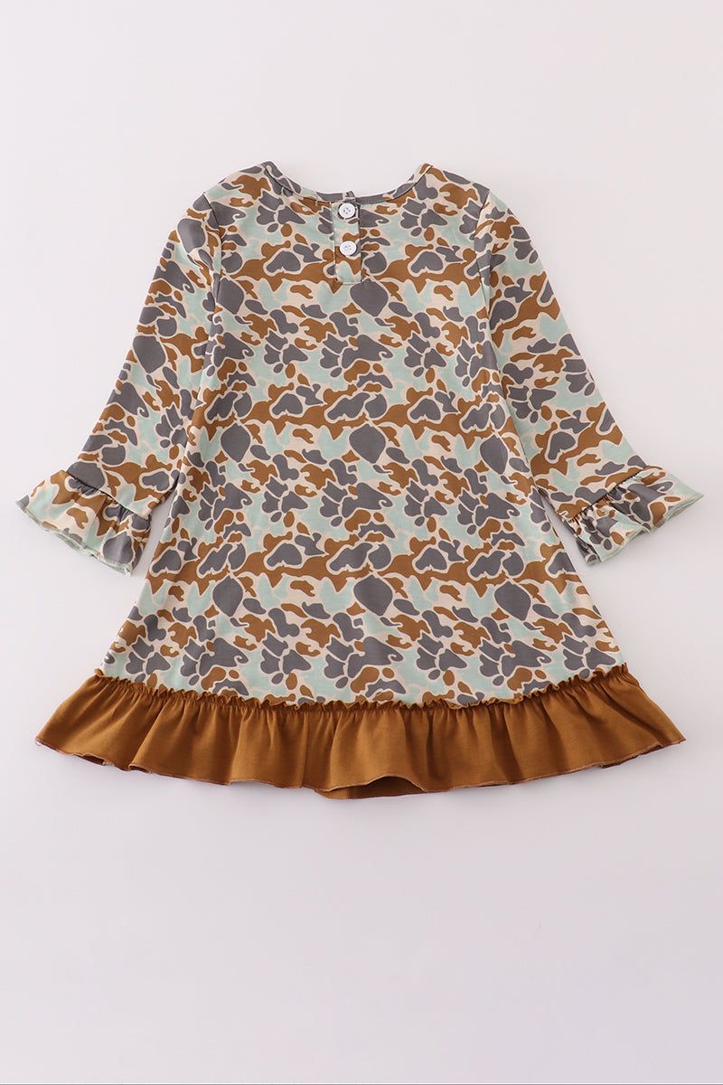 Halloween Camouflage Applique Ruffle Dress