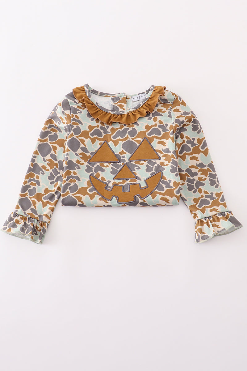 Halloween Camouflage Applique Ruffle Dress