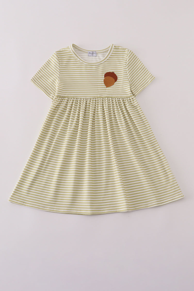 Pinecone Embroidery Stripe Dress
