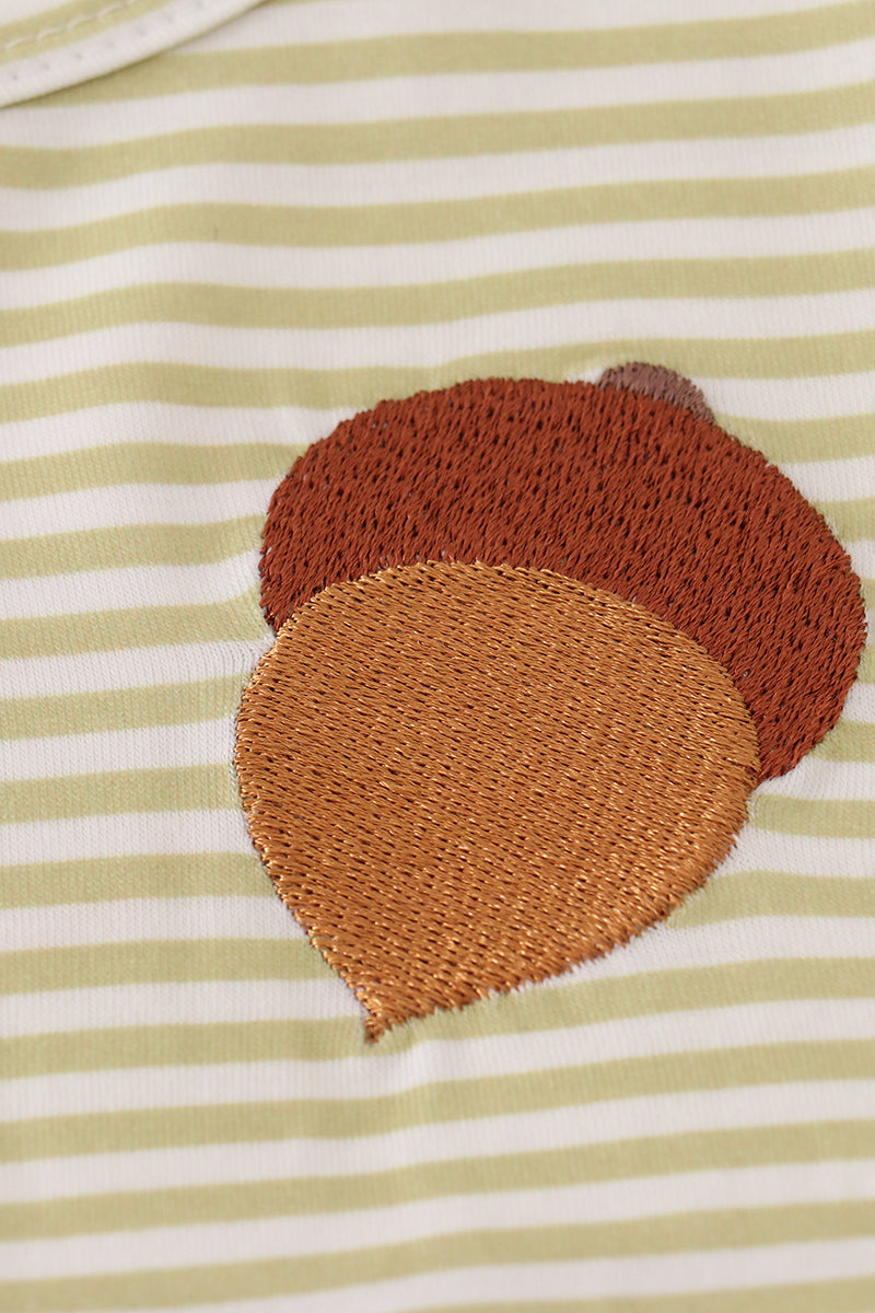 Pinecone Embroidery Stripe Dress