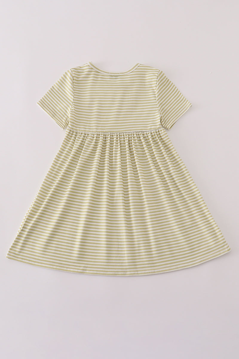 Pinecone Embroidery Stripe Dress
