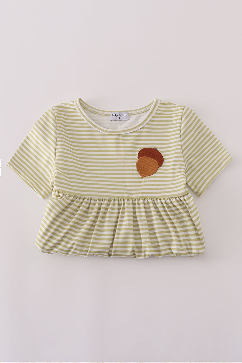 Pinecone Embroidery Stripe Dress