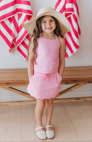 Malibu Pink Gingham Scallop Athletic Set