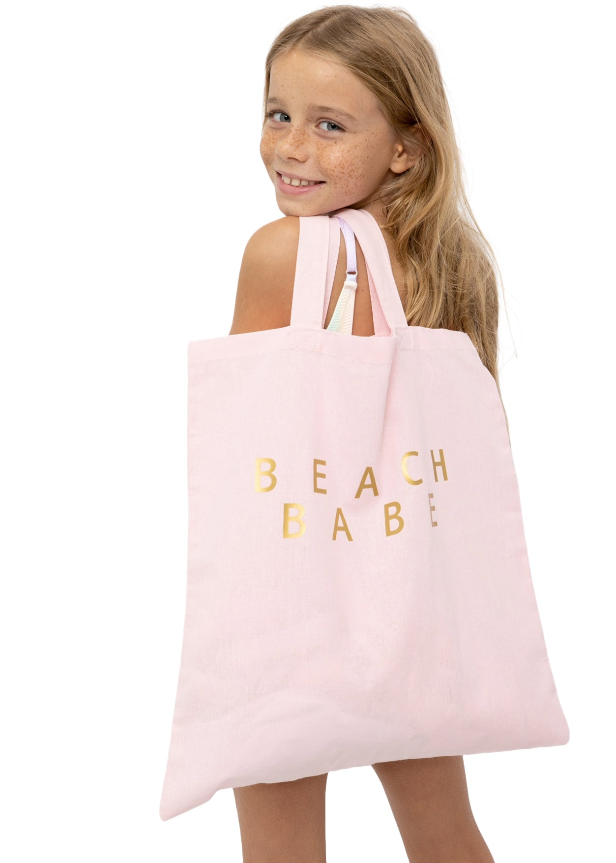 Beach Babe Gold In Pink Beach Bag