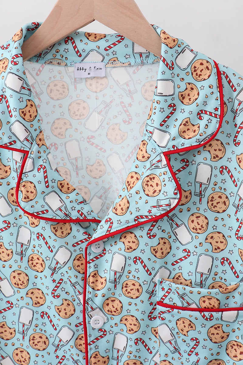Santa Claus Cookie Print Adult Pajams Set
