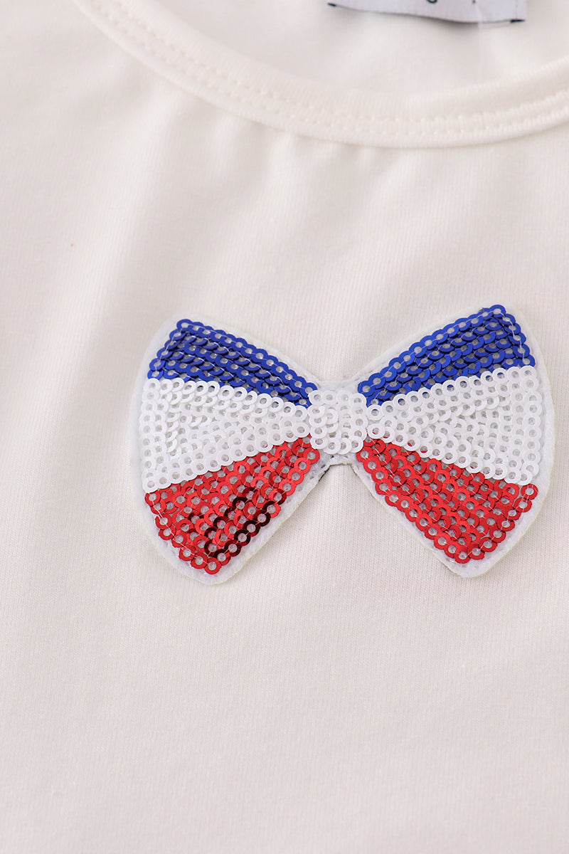 Flag Bow Ice-cream Sequin Mom&me Top