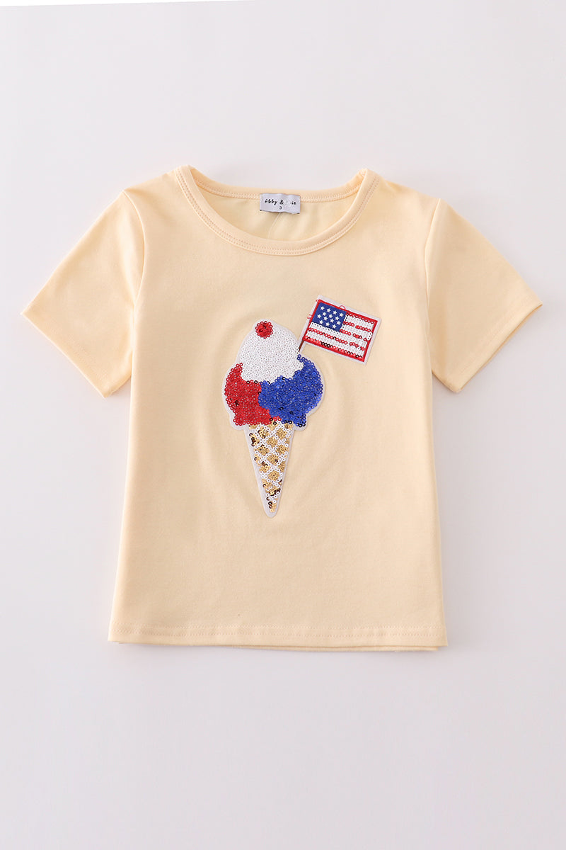 Ice Cream Flag Sequin Mom&me Top