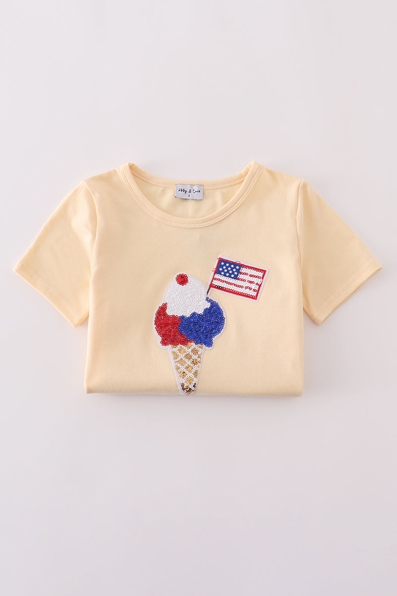 Ice Cream Flag Sequin Mom&me Top