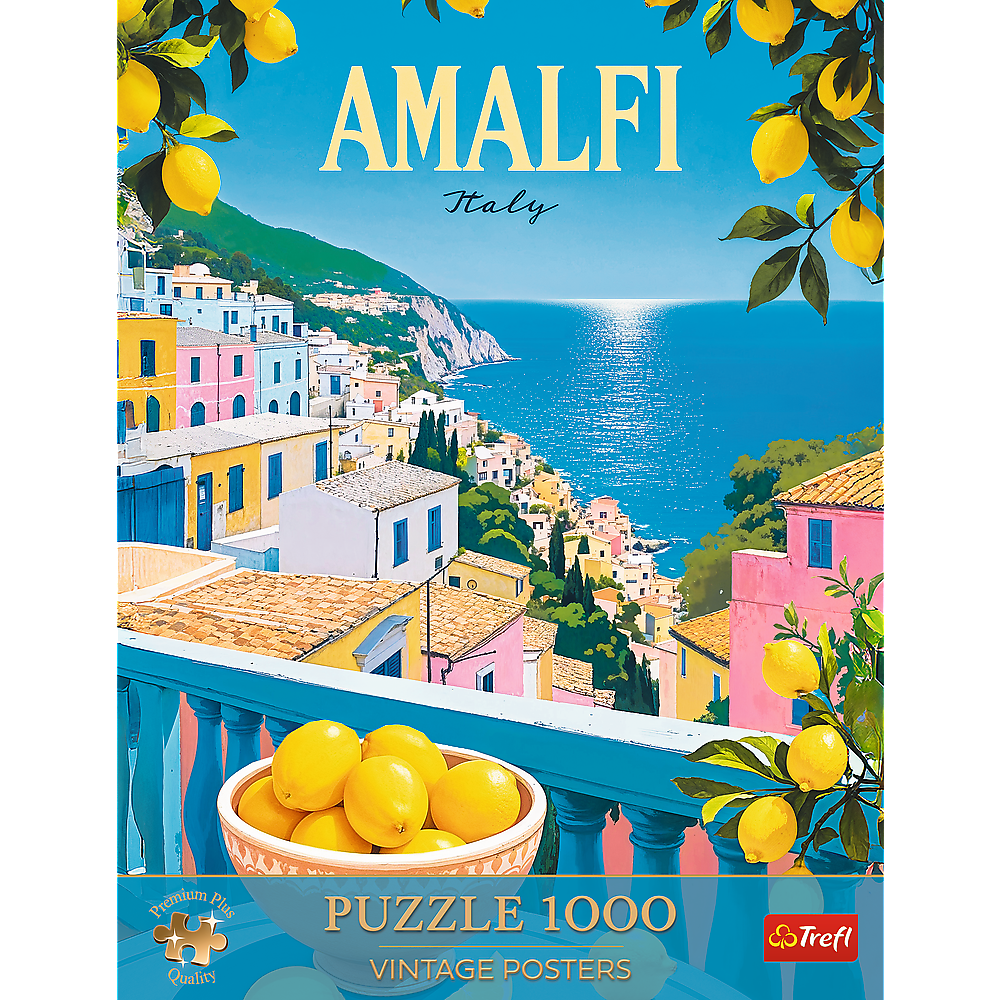 Premium Plus Vintage Poster: Amalfi, Italy 1000 Piece Puzzle