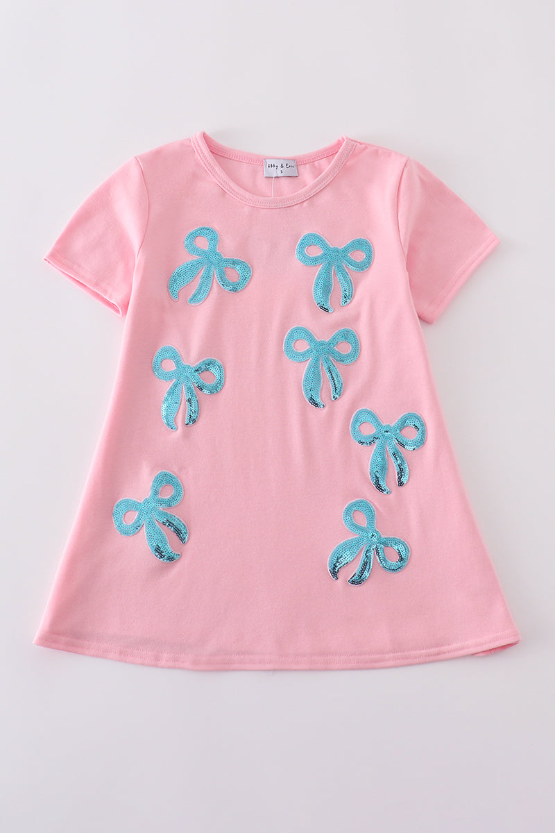 Pink Bow Sequin Mom&me Dress