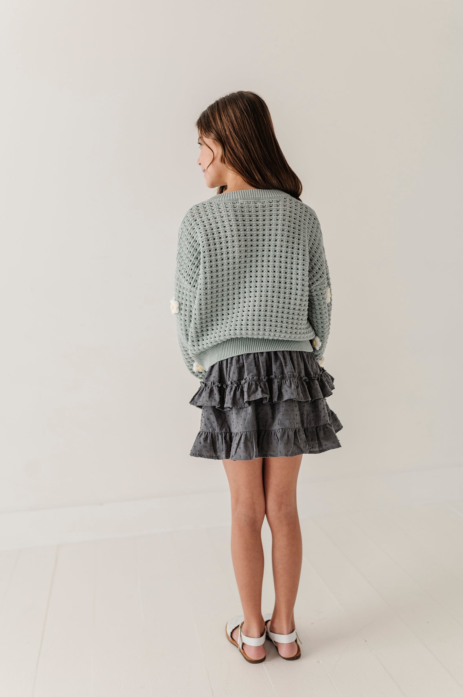 Girls Ruffled Skirt In Stormy Blue