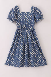 Navy Daisy Print Mom Dress