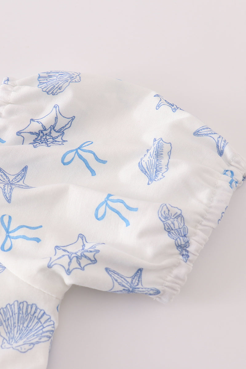 Blue Seashell Bow Mom&me Dress
