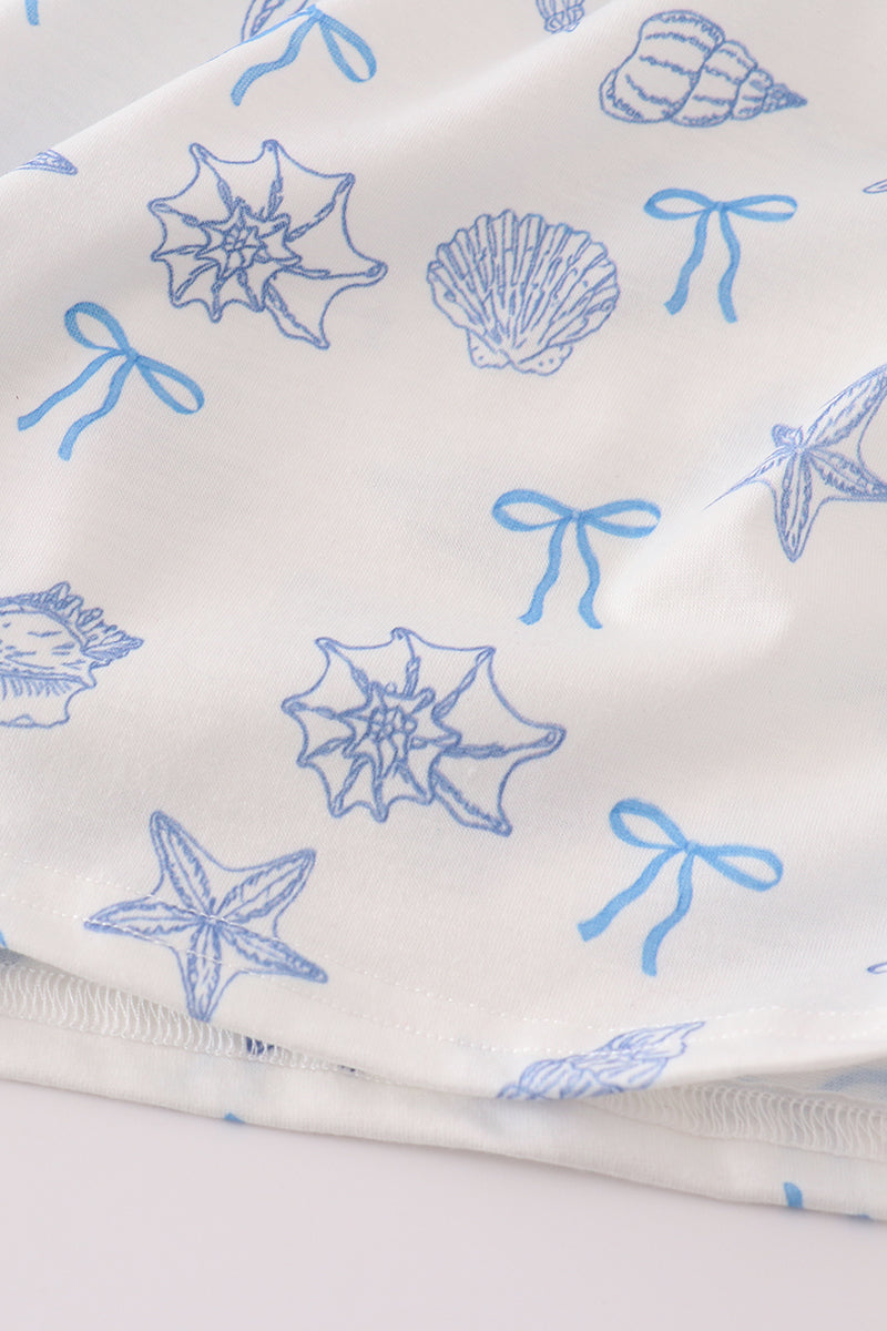 Blue Seashell Bow Mom&me Dress