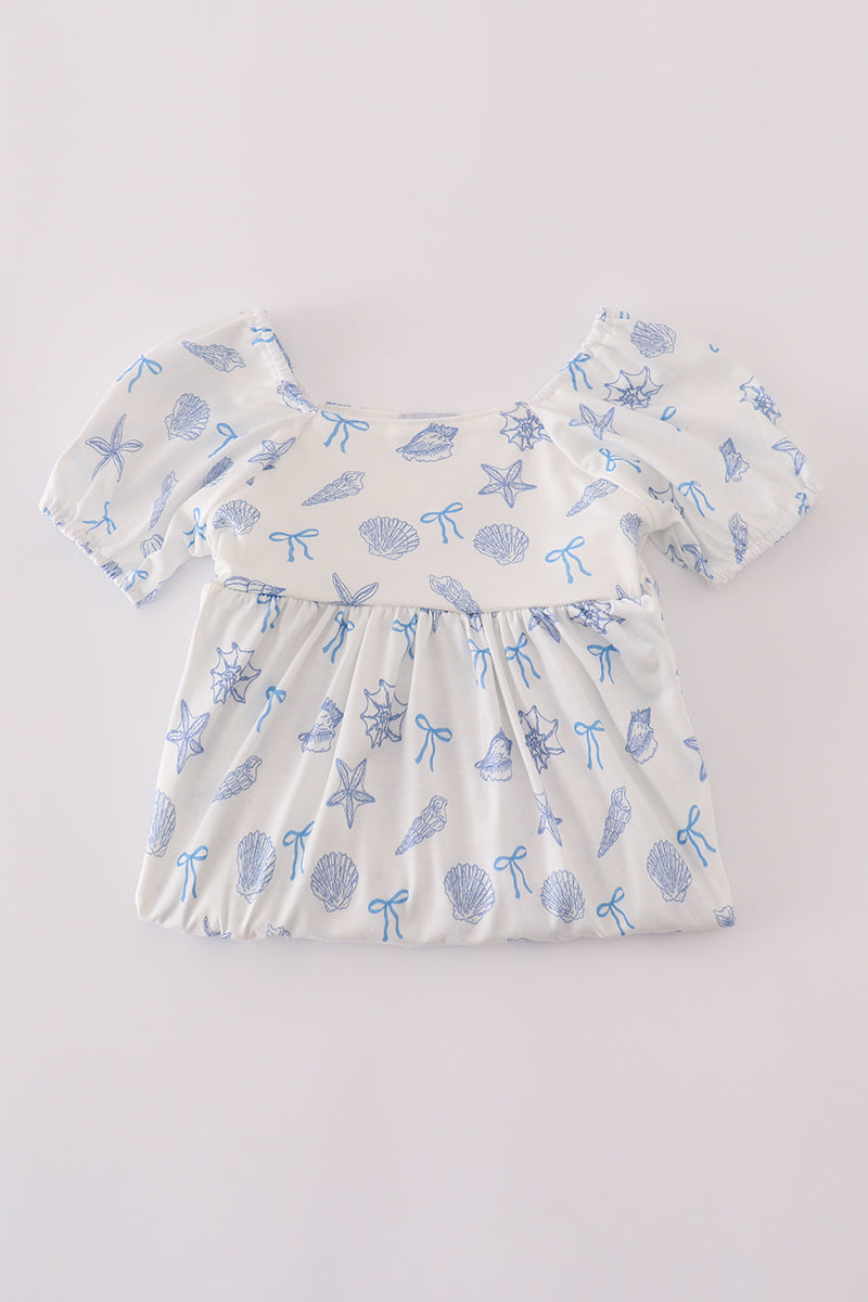 Blue Seashell Bow Mom&me Dress