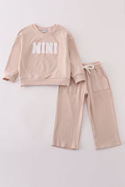 Cream Mini French Knot Pants Set