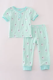 Green Ghost Embroidery Pajamas Set