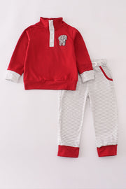 Alabama Stripe Elephant French Knot Pants Set