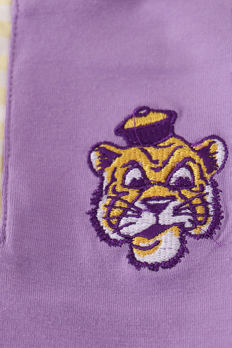 Purple Lsu Embroidery Pants Set