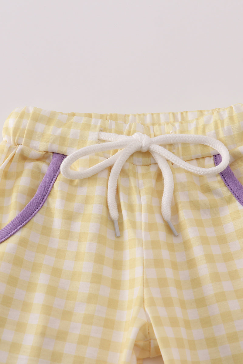 Purple Lsu Embroidery Pants Set
