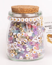 Magical Metallic Gold Round Letters & Crystals Diy Bead Jar
