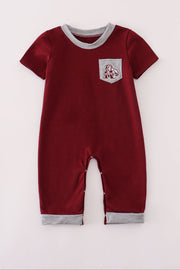 Maroon Mississippi Embroidery Romper