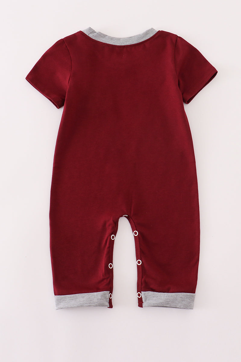 Maroon Mississippi Embroidery Romper