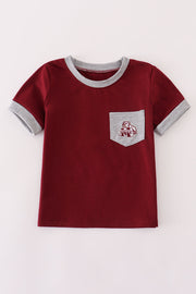 Maroon Mississippi Embroidery Top
