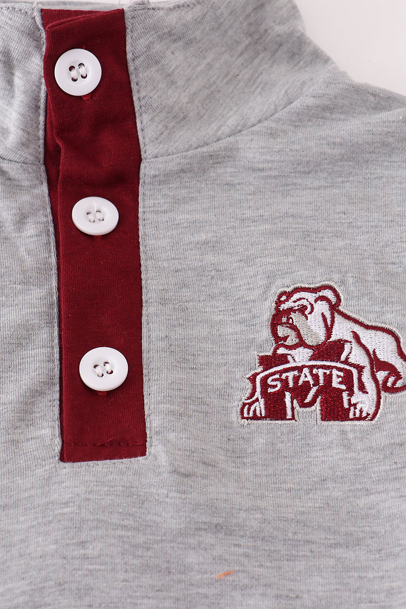 Maroon Mississippi Embroidery Pants Set