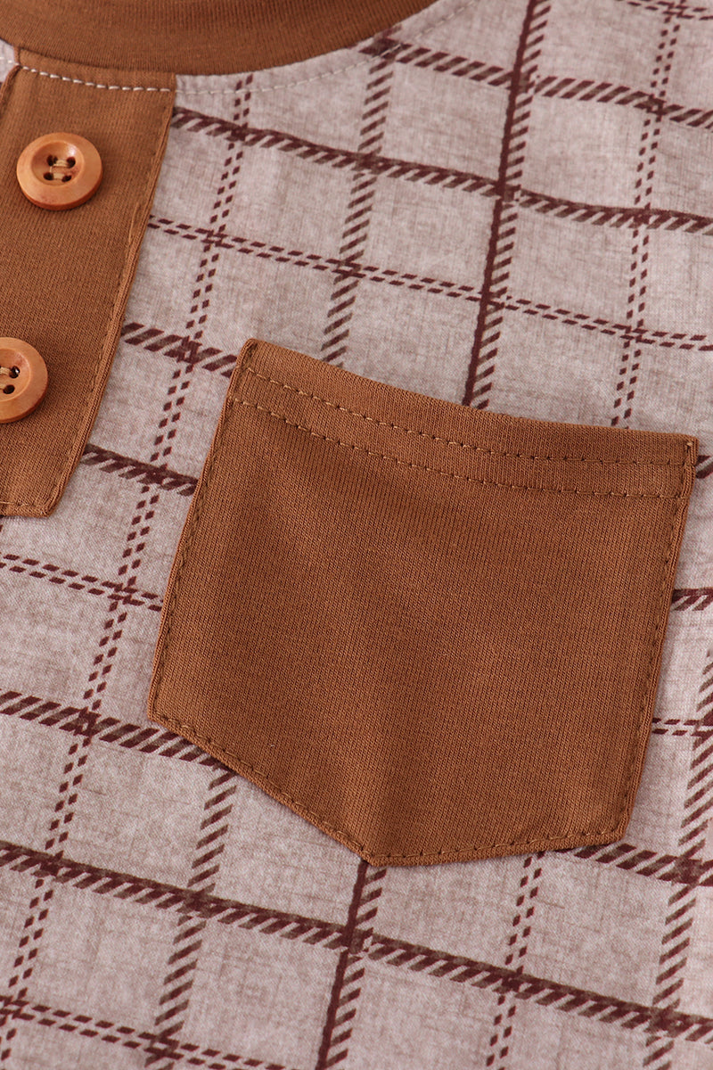 Brown Plaid Top