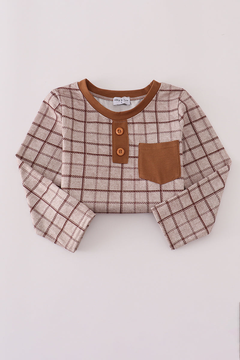 Brown Plaid Top