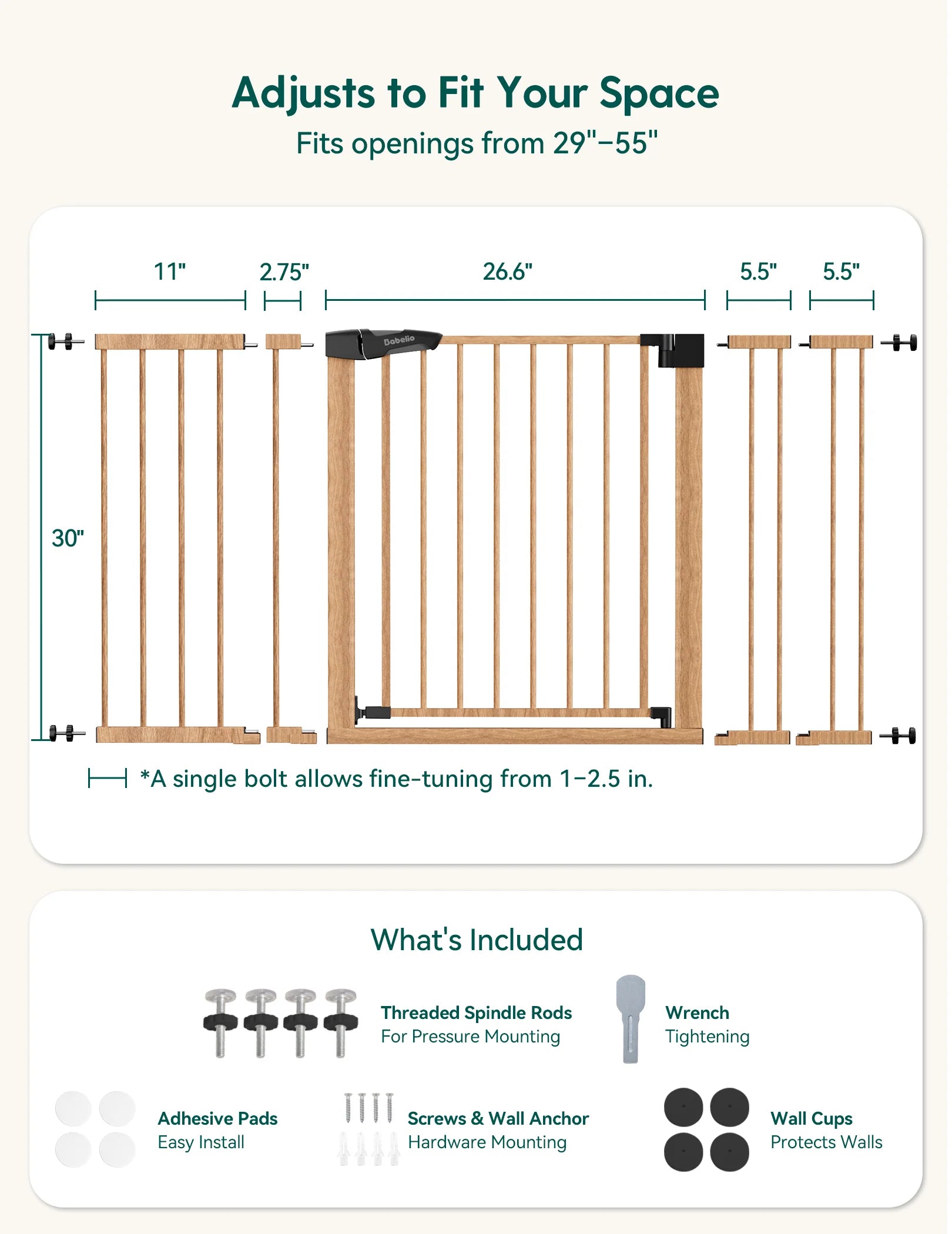 Pressguard C5&p7 Wood Pattern | Pressure Mounted Baby Gate For Stairs