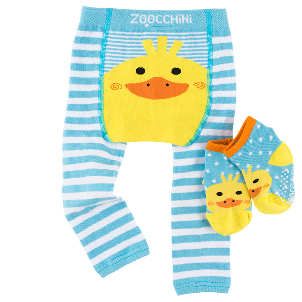 Baby/toddler Crawler Leggings & Socks Set - Puddles The Duck