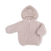 Chenille - Stone Hooded Jacket With Striped Texture