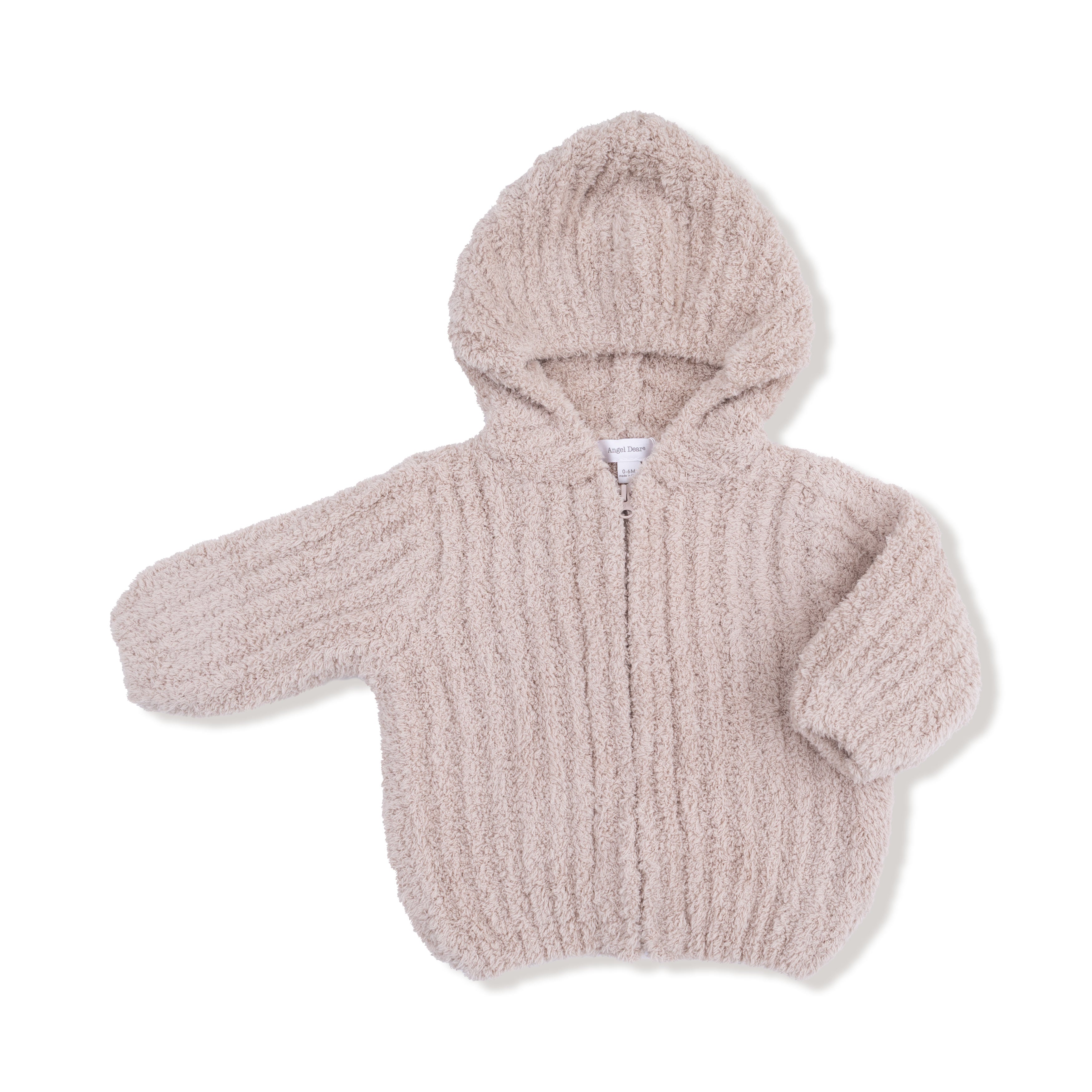 Chenille - Stone Hooded Jacket With Striped Texture