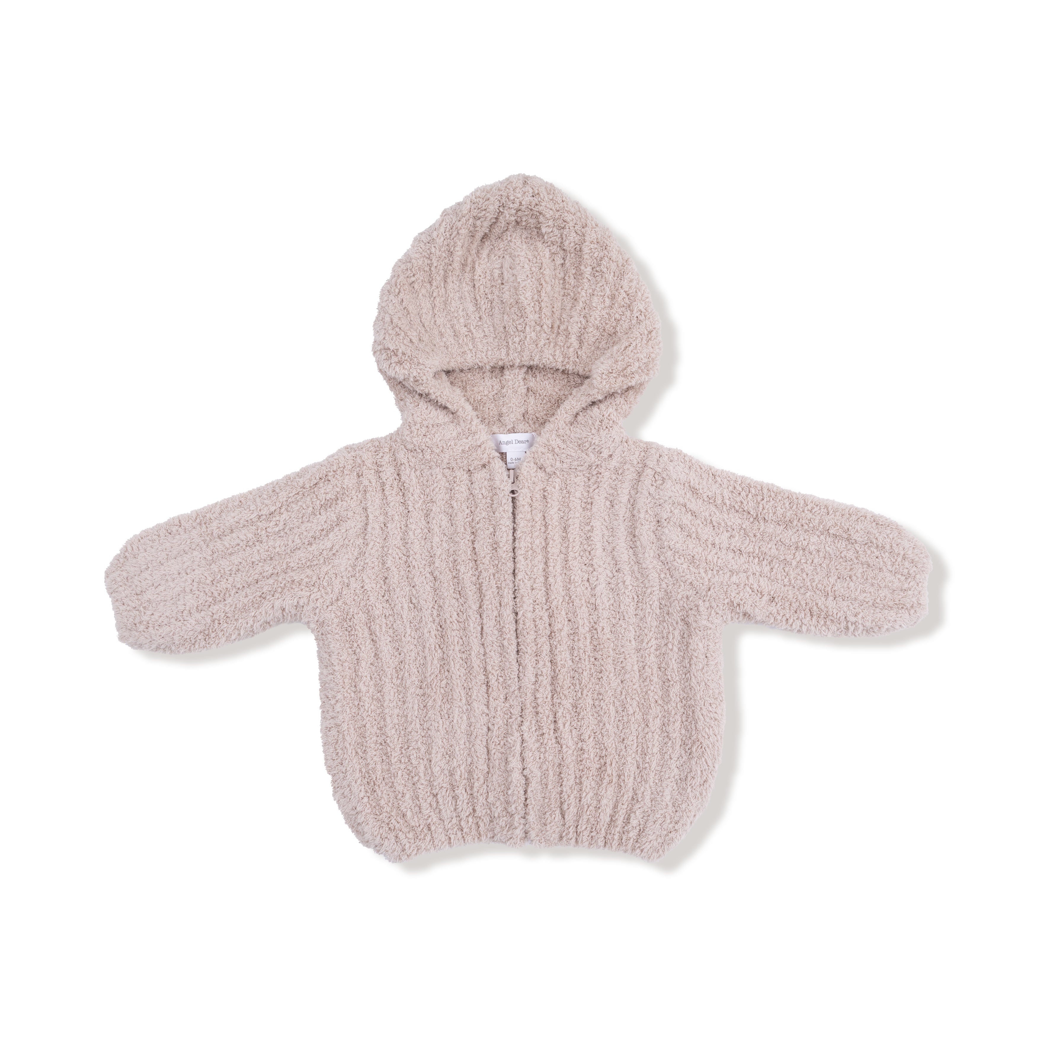 Chenille - Stone Hooded Jacket With Striped Texture