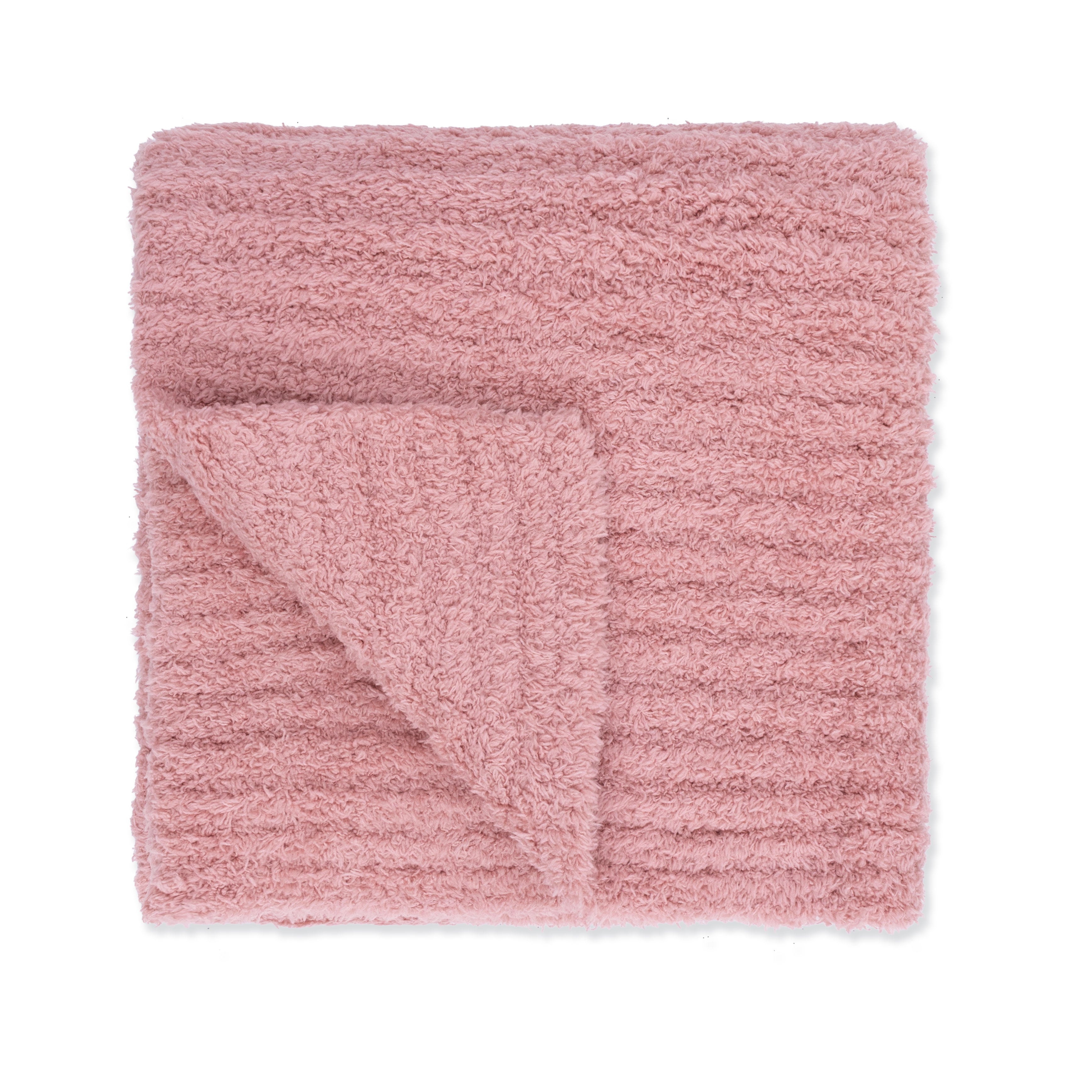 Chenille - Rose Blanket With Striped Texture