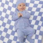 Chenille - Dusty Blue Button Down Cardigan 4 Piece Set