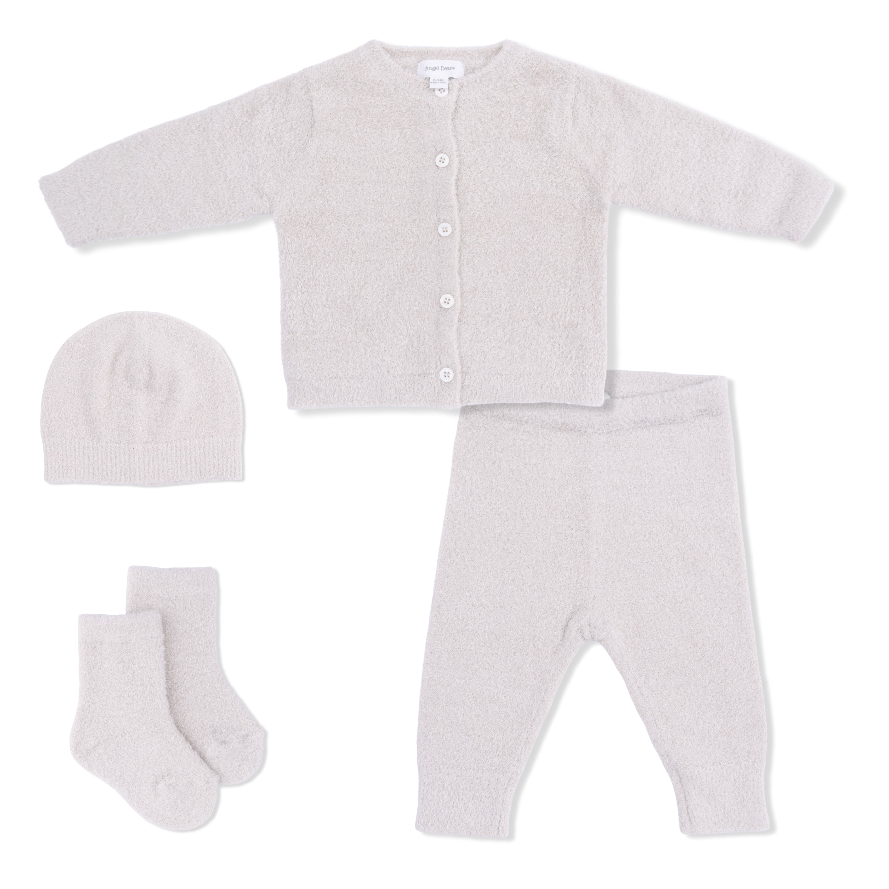 Chenille - Natural Button Down Cardigan 4 Piece Set