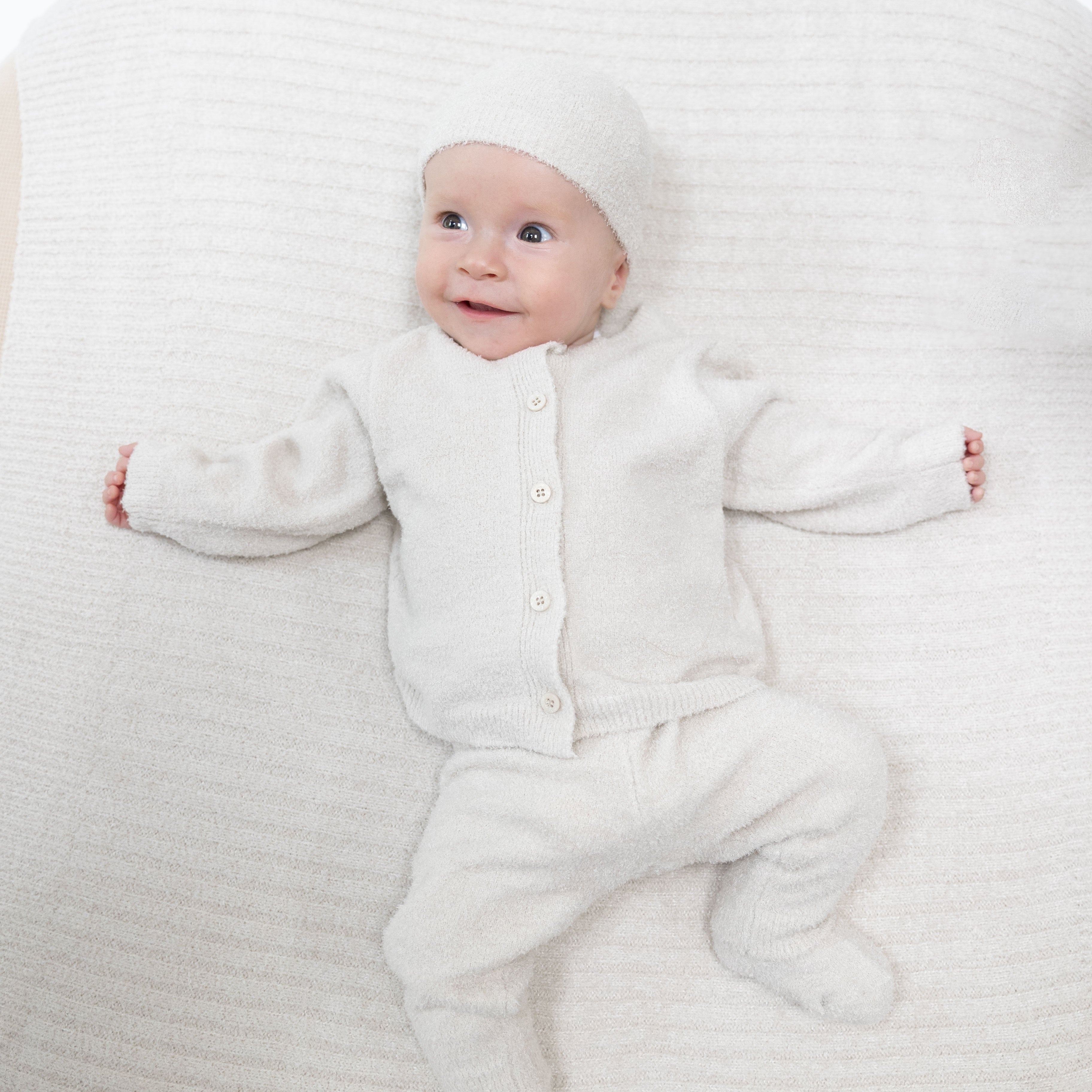 Chenille - Natural Button Down Cardigan 4 Piece Set