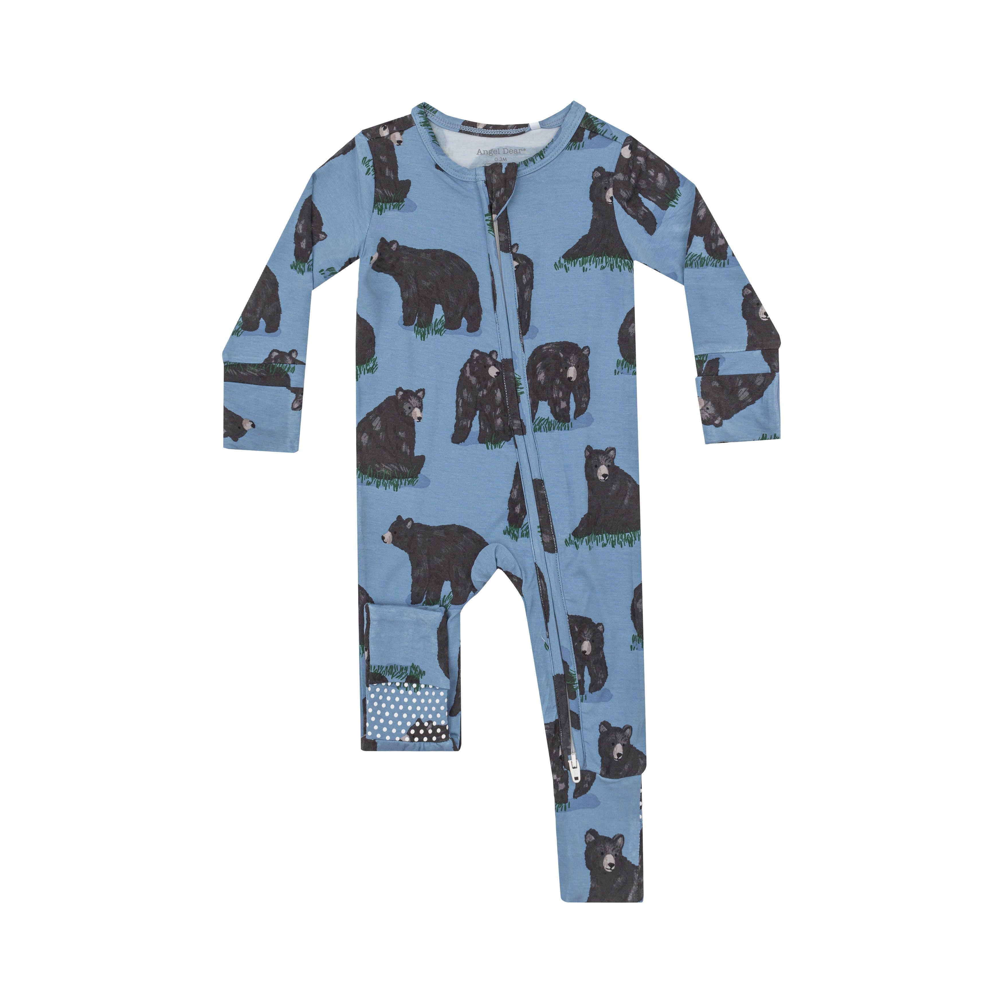 2 Way Zipper Romper - Black Bears